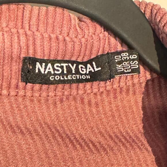 Nasty Gal Corduroy Cropped Shacket - Dusty Rose Button-Up Jacket - Picture 4 of 4